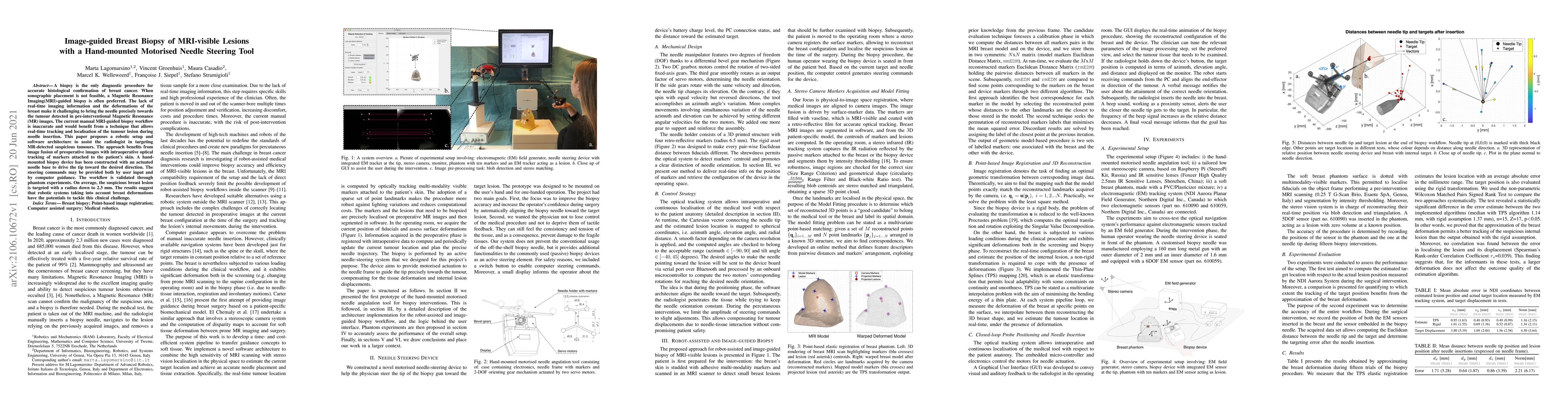 Thumbnail for Image-guided Breast Biopsy of MRI-visible Lesions with a Hand-mounted
  Motorised Needle Steering Tool