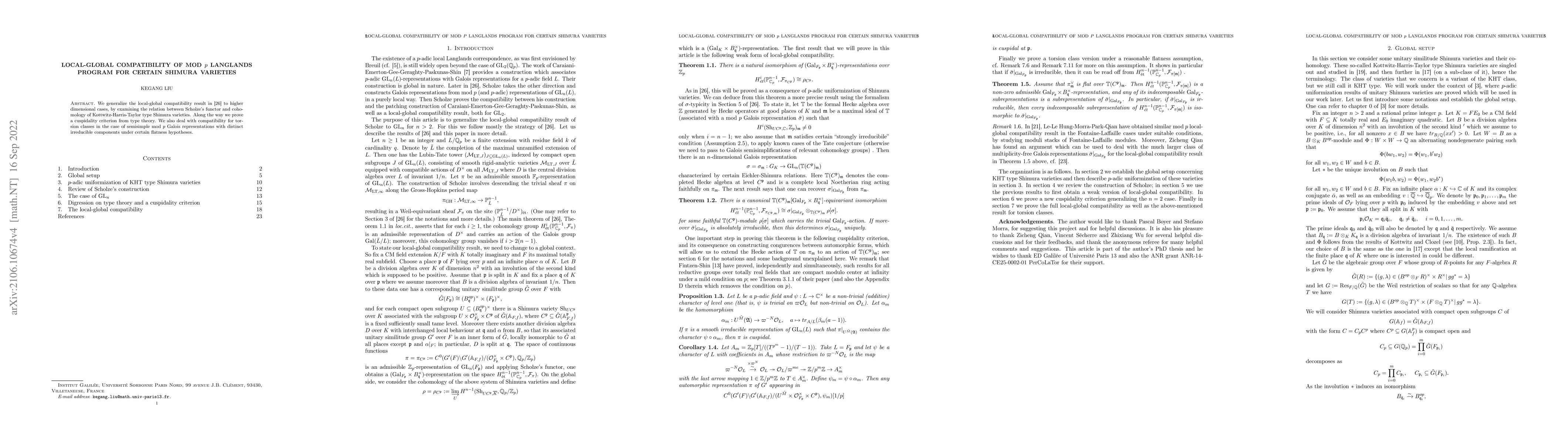 Thumbnail for Local-global compatibility of mod $p$ Langlands program for certain
  Shimura varieties