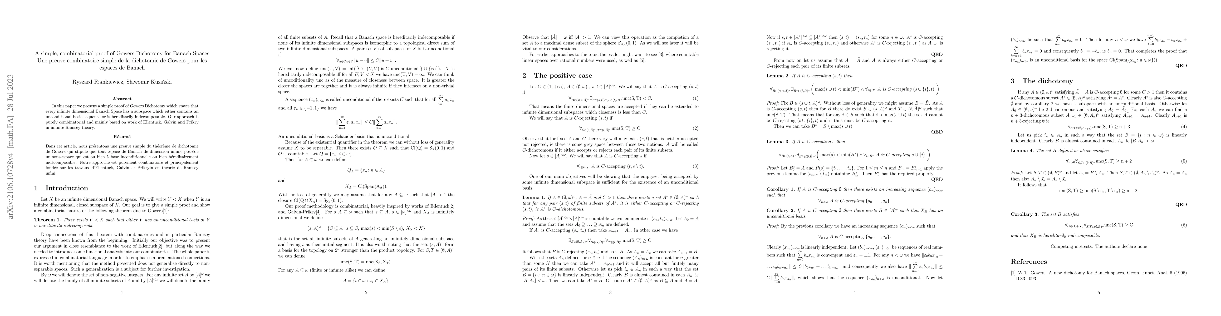 Thumbnail for A simple, combinatorial proof of Gowers Dichotomy for Banach Spaces