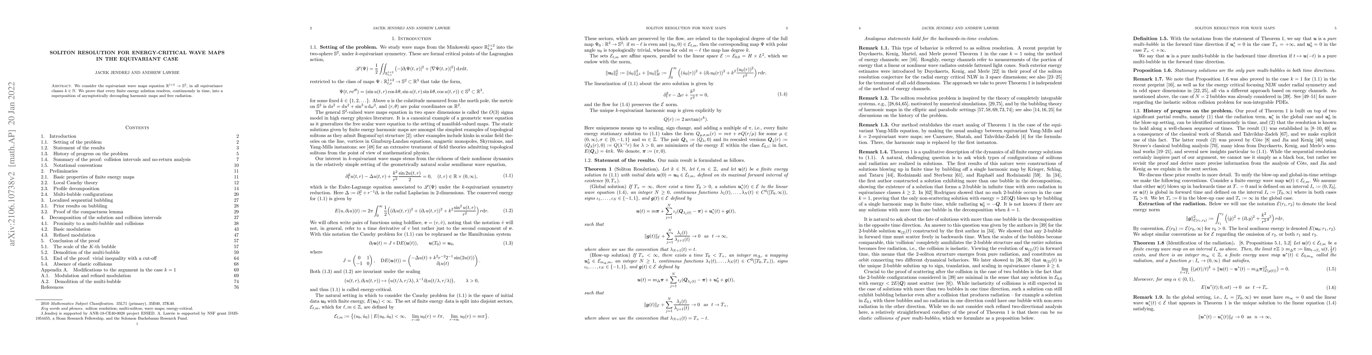 Thumbnail for Soliton resolution for energy-critical wave maps in the equivariant case