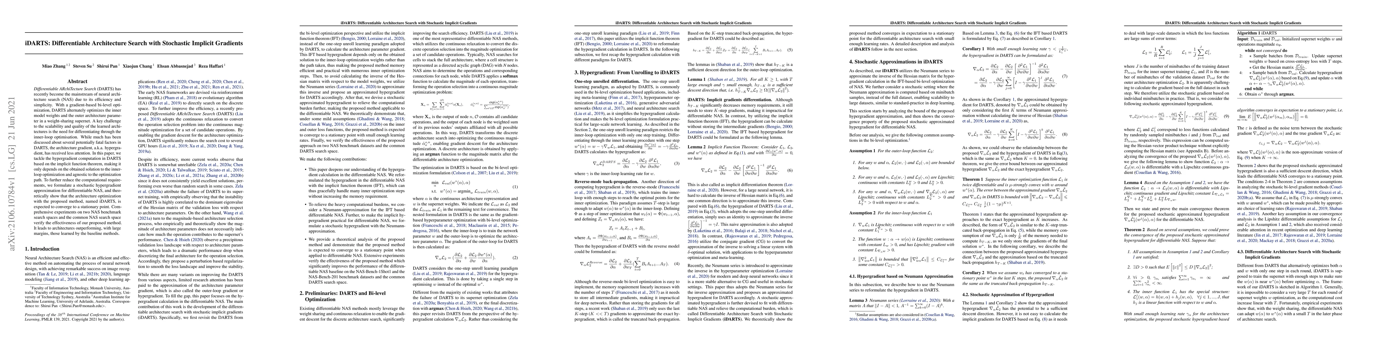 Thumbnail for iDARTS: Differentiable Architecture Search with Stochastic Implicit
  Gradients