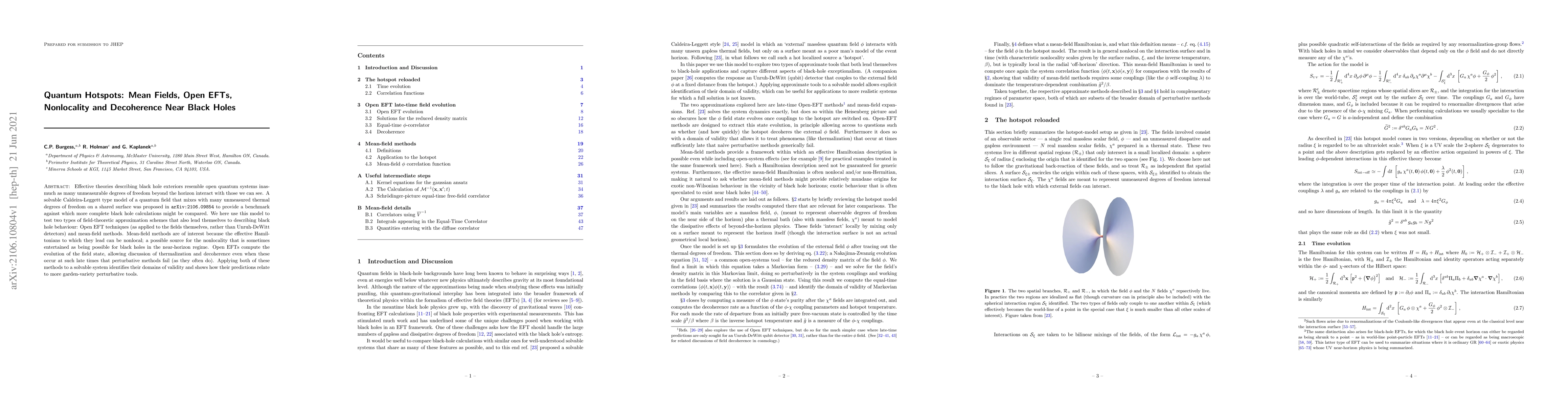 Thumbnail for Quantum Hotspots: Mean Fields, Open EFTs, Nonlocality and Decoherence
  Near Black Holes