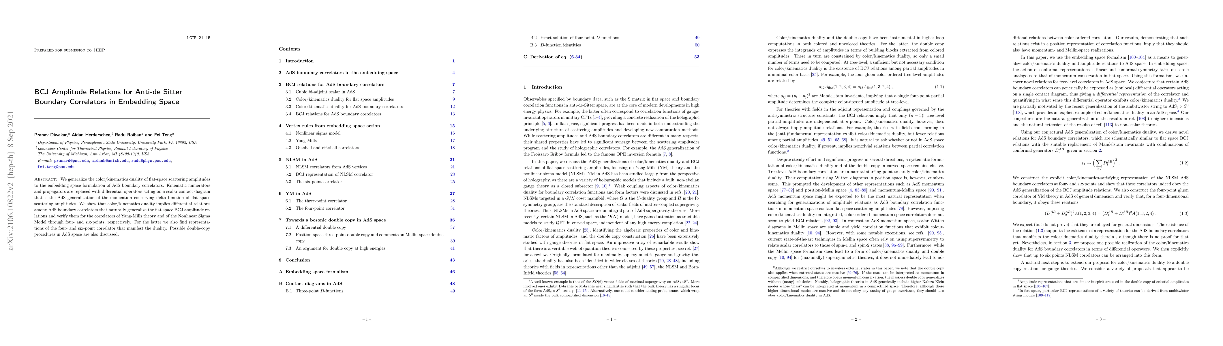 Thumbnail for BCJ Amplitude Relations for Anti-de Sitter Boundary Correlators in
  Embedding Space