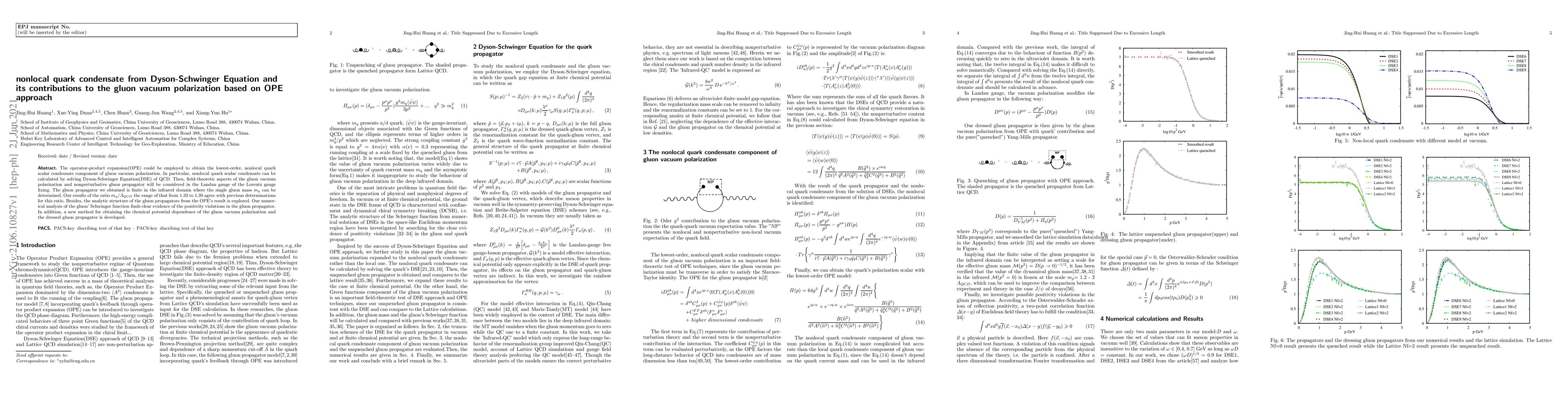 Thumbnail for nonlocal quark condensate from Dyson-Schwinger Equation and its
  contributions to the gluon vacuum polarization based on OPE approach