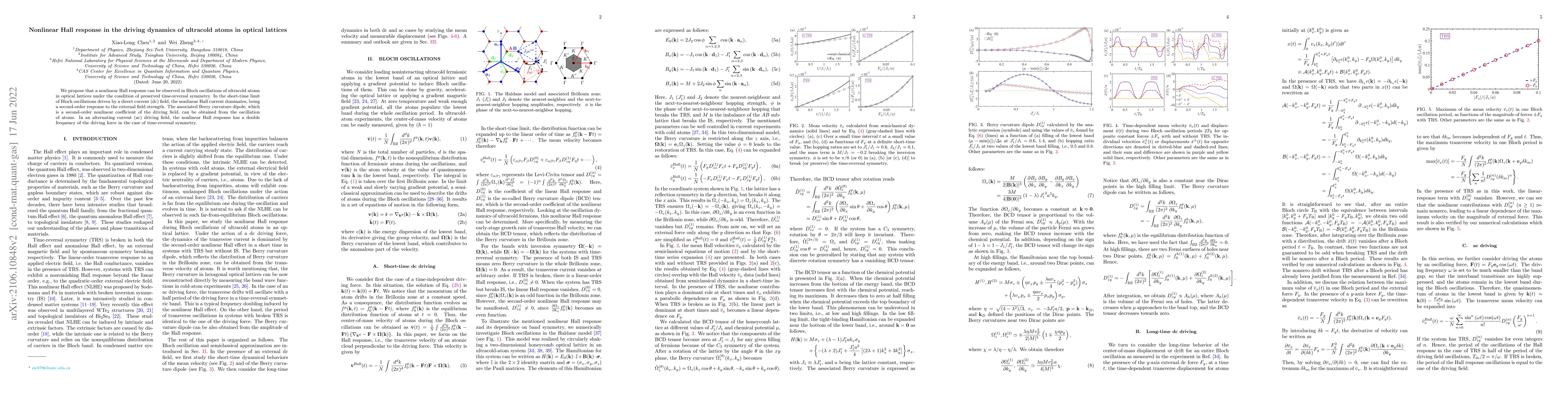 Thumbnail for Nonlinear Hall response in the driving dynamics of ultracold atoms in
  optical lattices