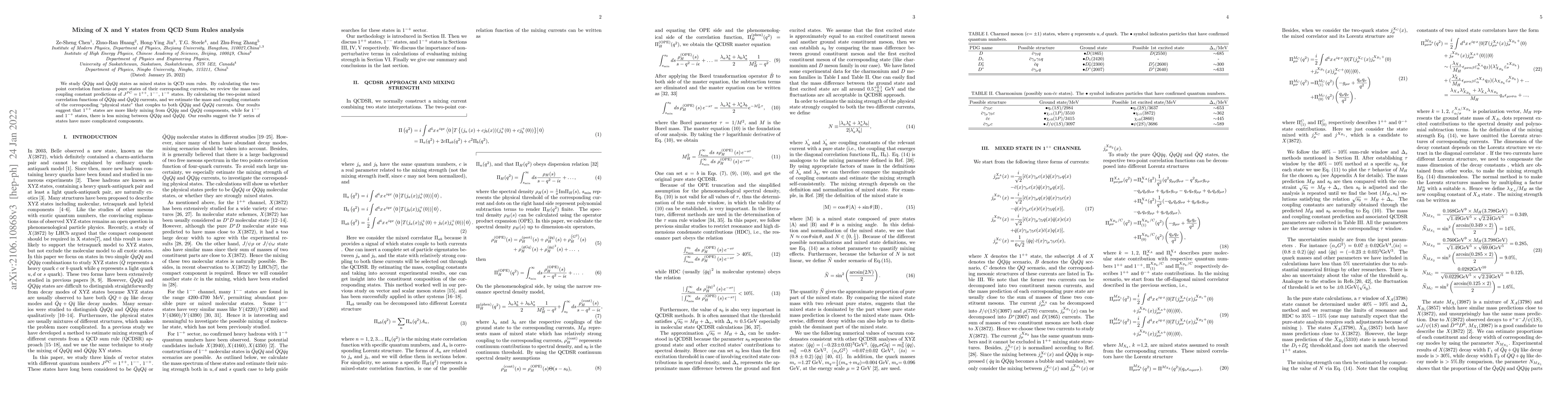 Thumbnail for Mixing of X and Y states from QCD Sum Rules analysis