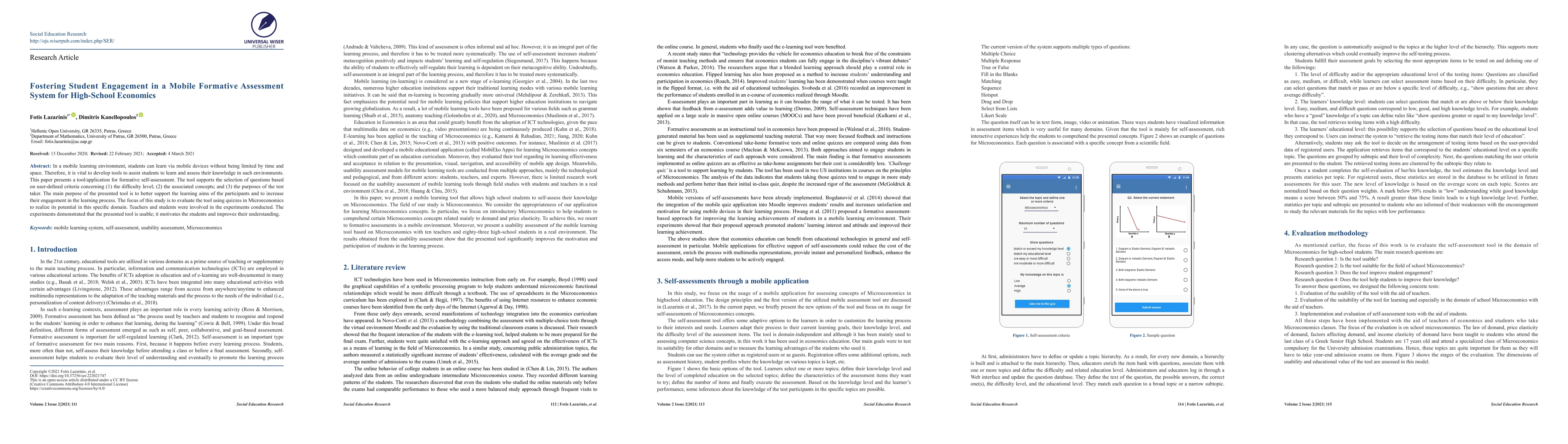 Thumbnail for Fostering Student Engagement in a Mobile Formative Assessment System for
  High-School Economics