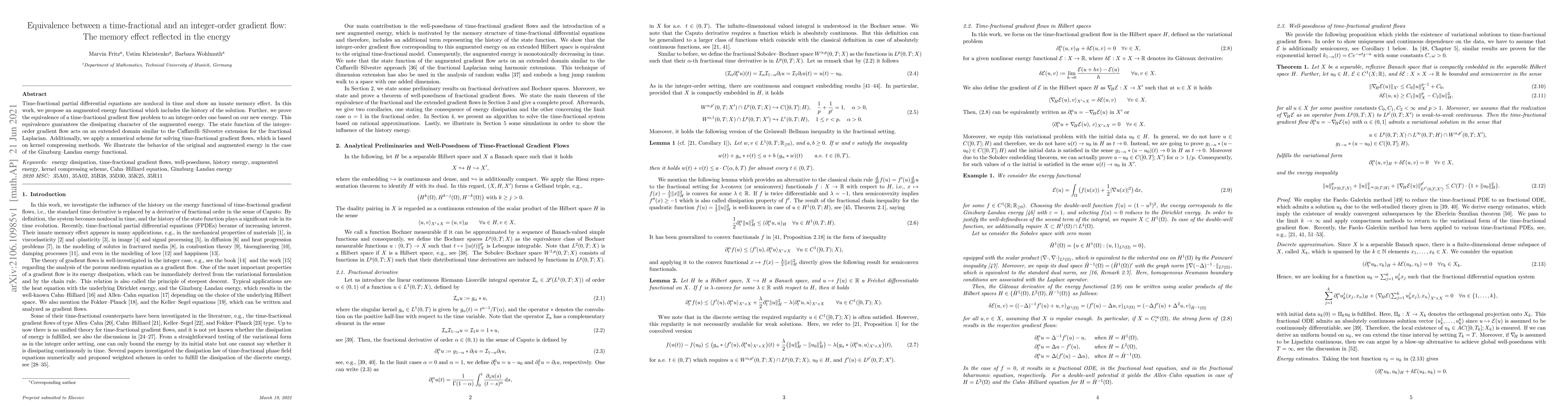 Thumbnail for Equivalence between a time-fractional and an integer-order gradient
  flow: The memory effect reflected in the energy