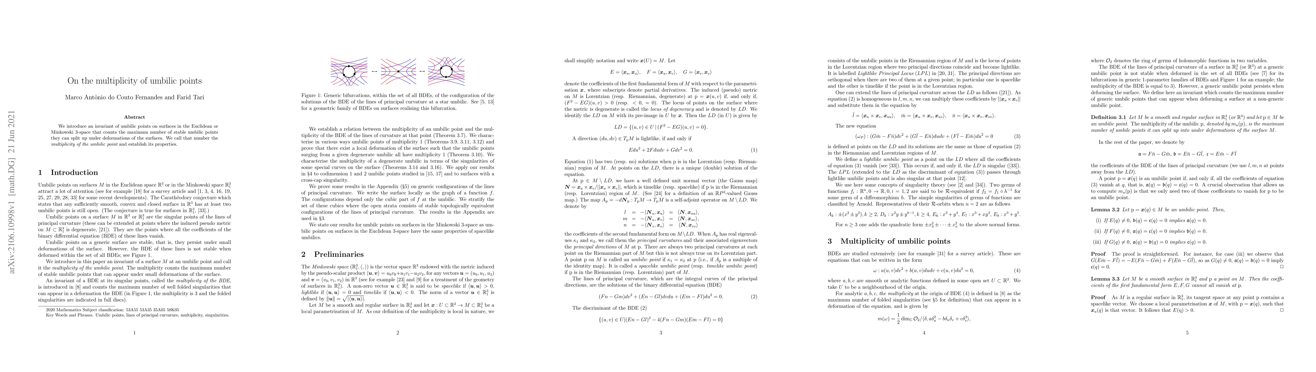 Thumbnail for On the multiplicity of umbilic points