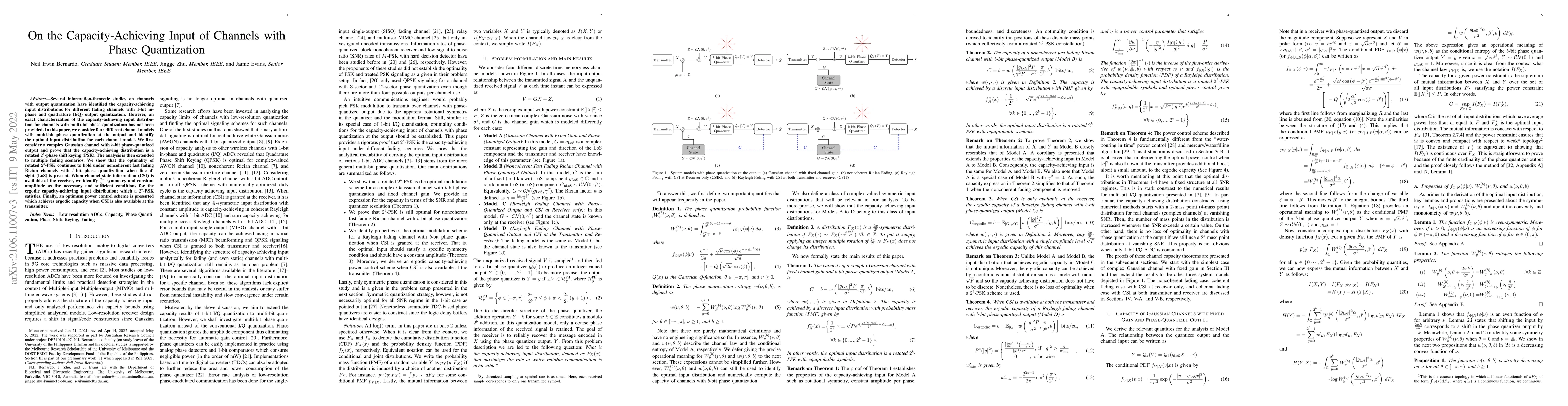 Thumbnail for On the Capacity-Achieving Input of Channels with Phase Quantization