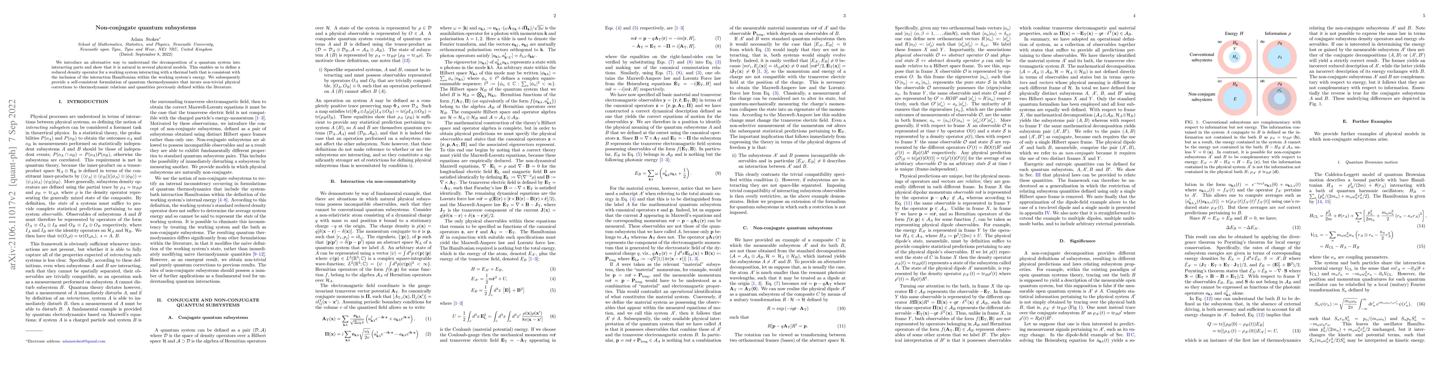 Thumbnail for Non-conjugate quantum subsystems