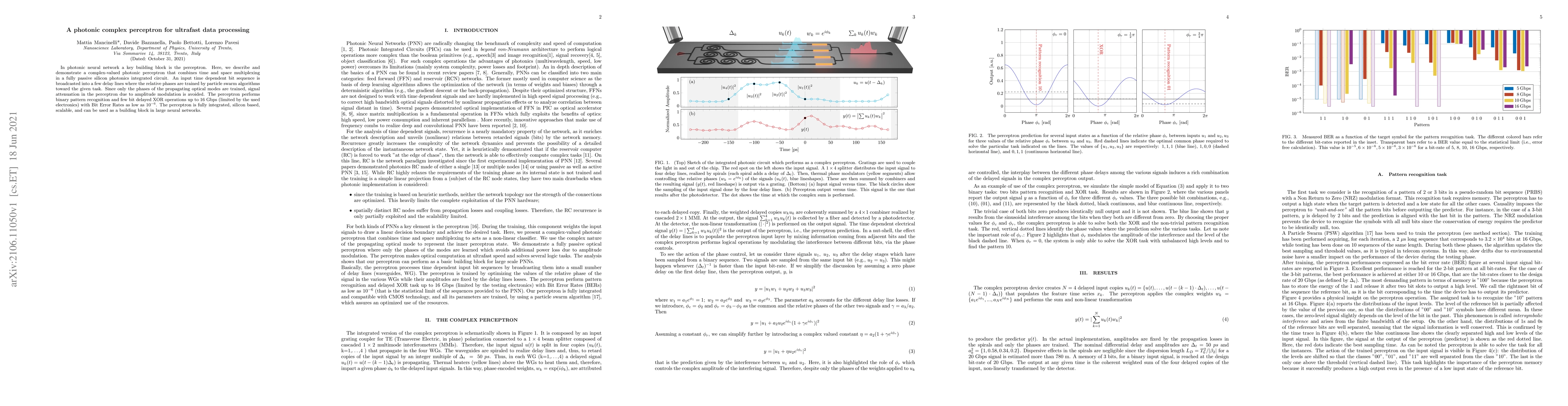 Thumbnail for A photonic complex perceptron for ultrafast data processing