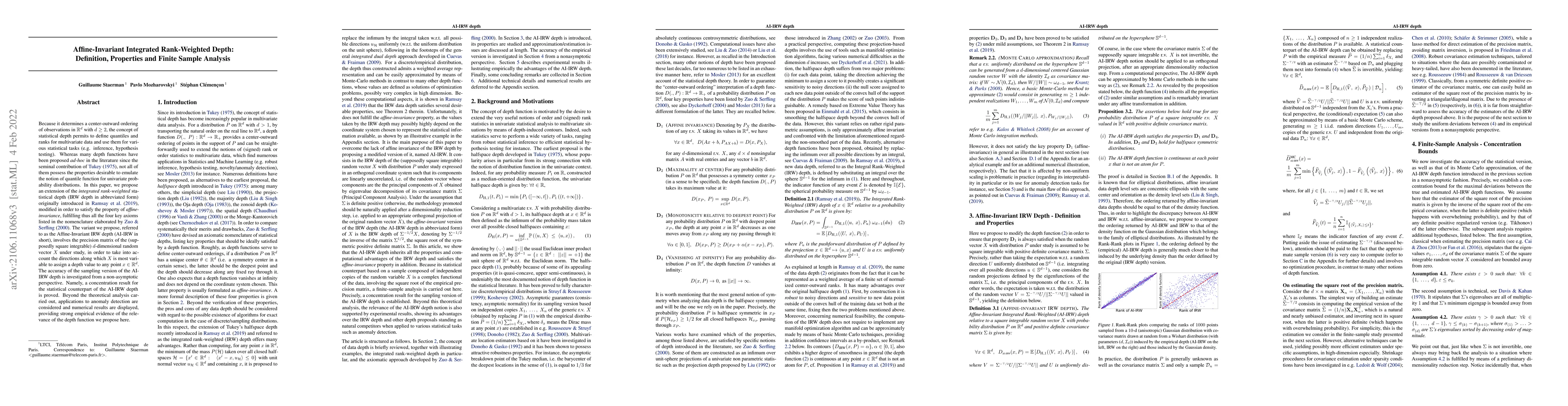 Thumbnail for Affine-Invariant Integrated Rank-Weighted Depth: Definition, Properties
  and Finite Sample Analysis