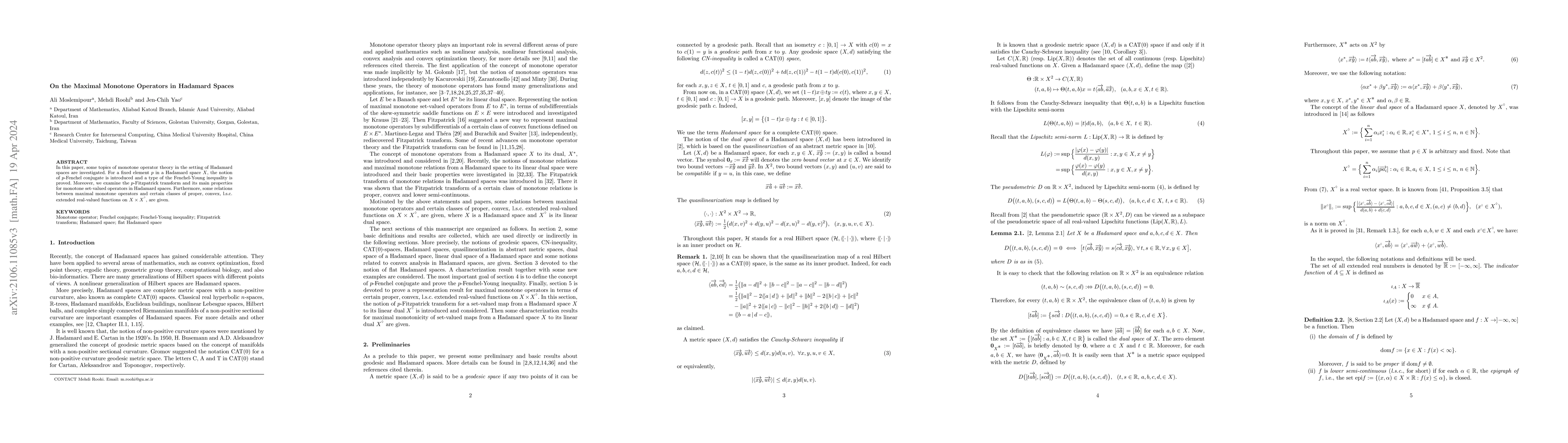 Thumbnail for On the Maximal Monotone Operators in Hadamard Spaces