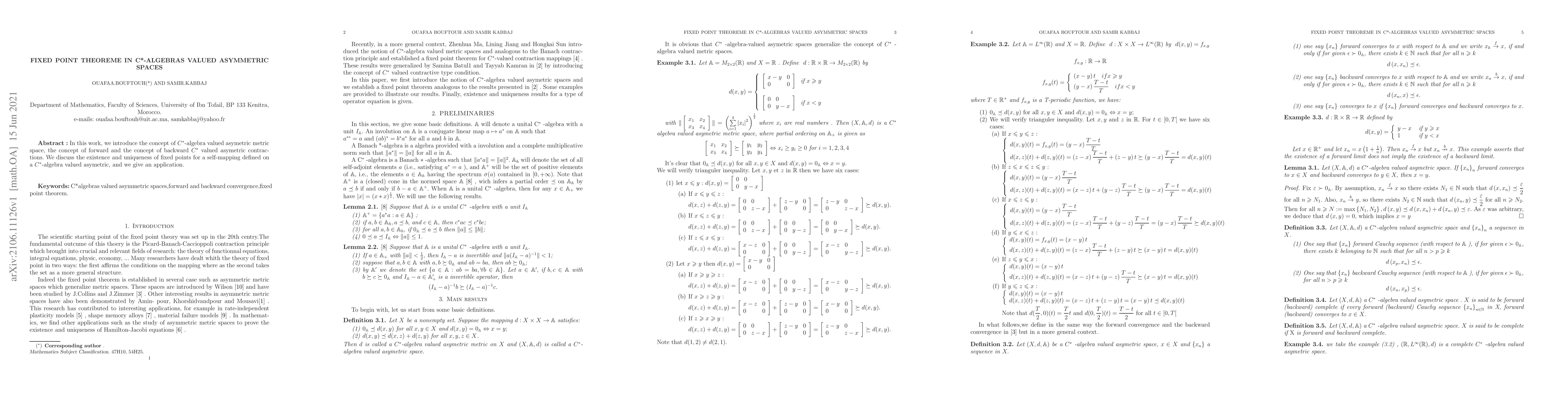 Thumbnail for Fixed Point Theoreme In C*-Algebras Valued Asymmetric Spaces