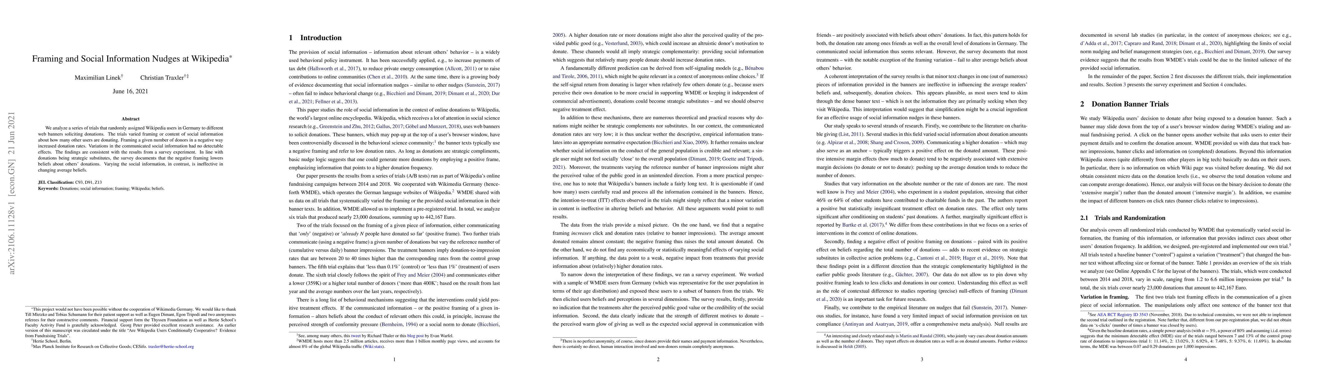 Thumbnail for Framing and Social Information Nudges at Wikipedia