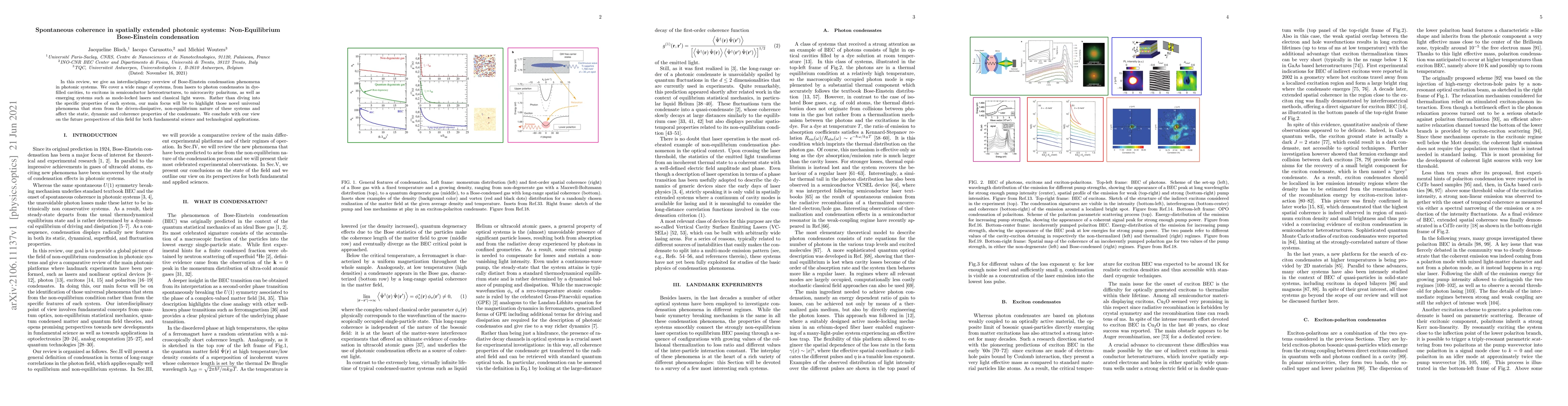 Thumbnail for Spontaneous coherence in spatially extended photonic systems:
  Non-Equilibrium Bose-Einstein condensation