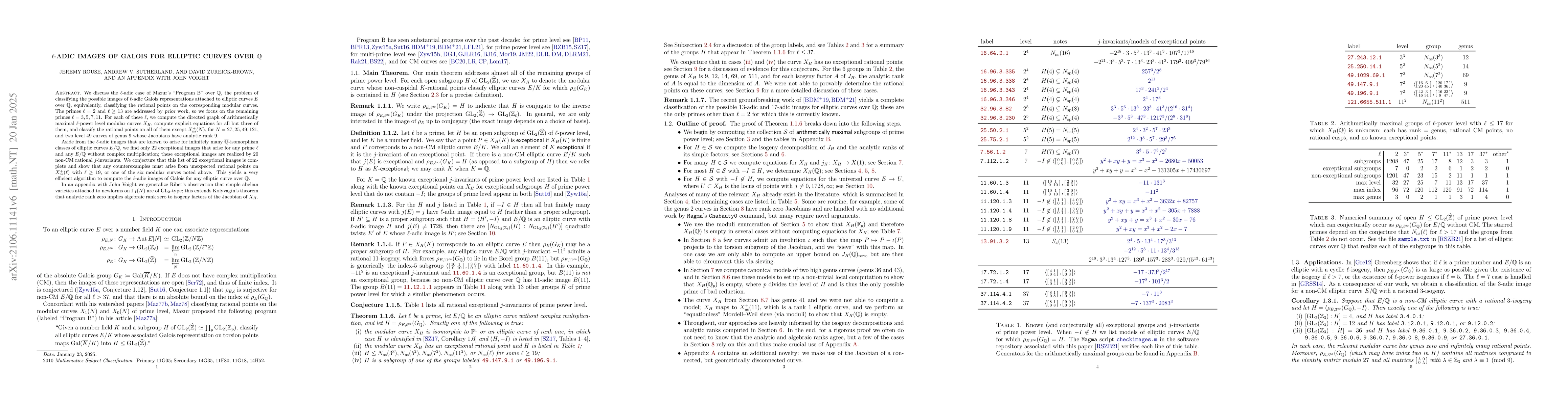 Thumbnail for $\ell$-adic images of Galois for elliptic curves over $\mathbb{Q}$