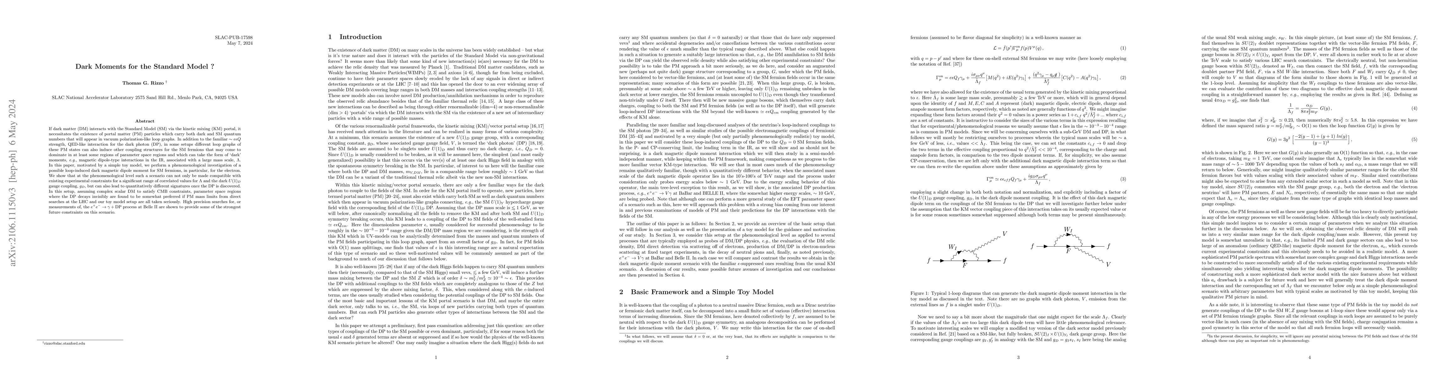 Thumbnail for Dark Moments for the Standard Model ?
