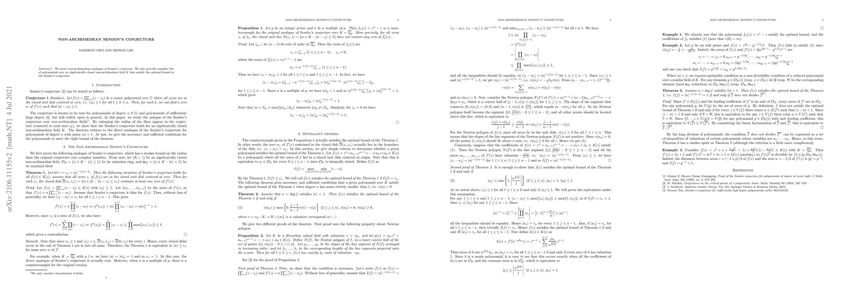 Thumbnail for Non-archimedean Sendov's Conjecture
