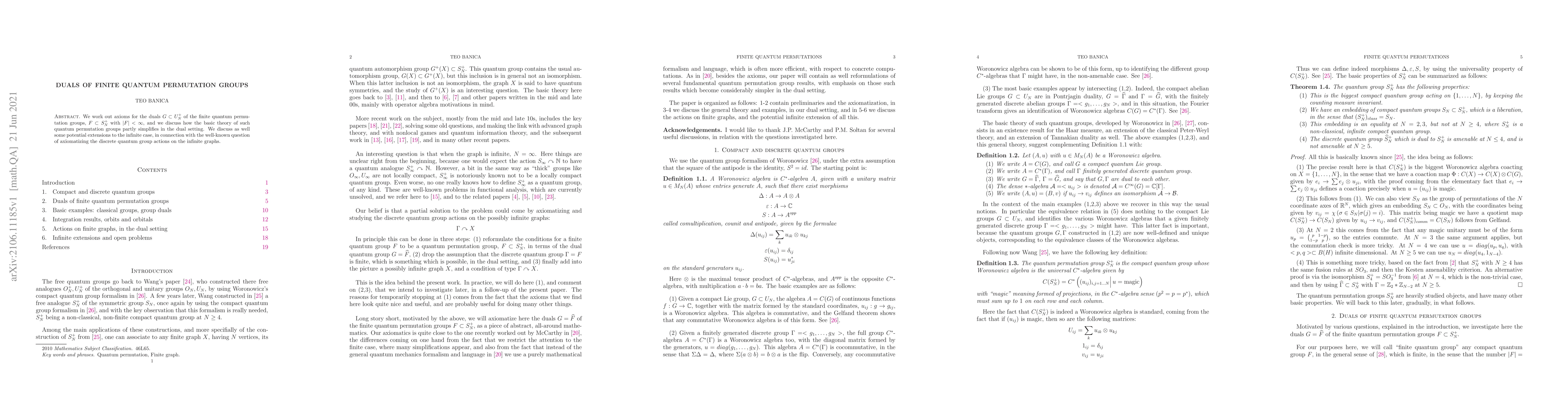 Thumbnail for Duals of finite quantum permutation groups