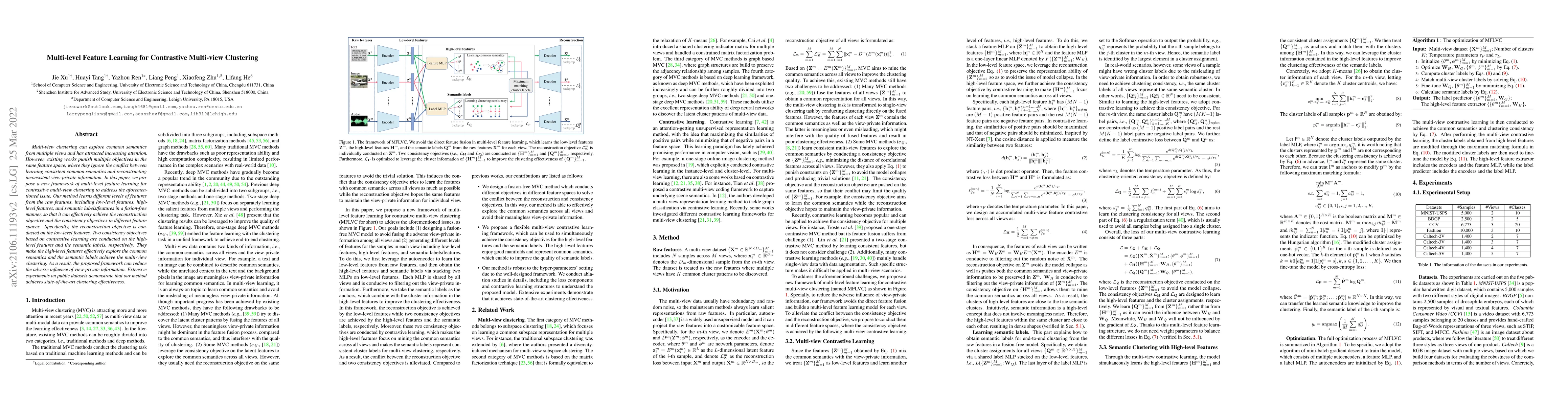Thumbnail for Multi-level Feature Learning for Contrastive Multi-view Clustering