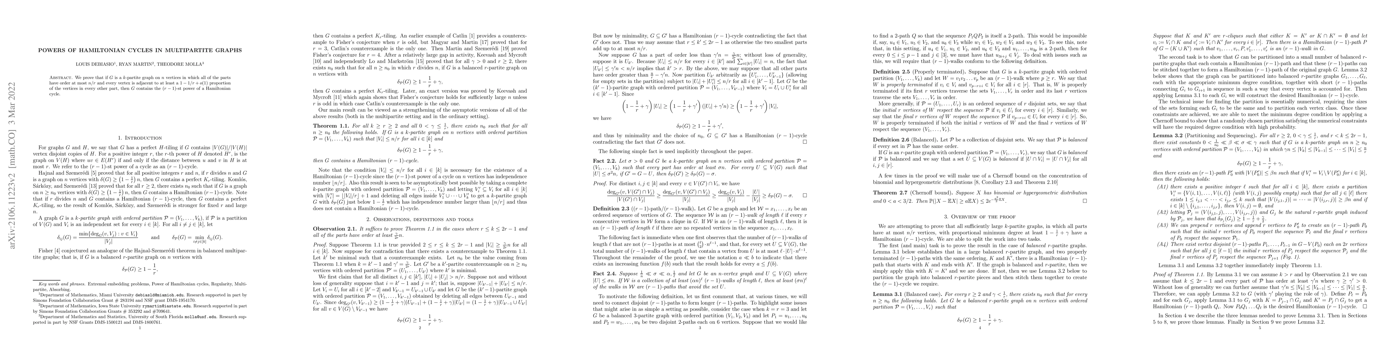 Thumbnail for Powers of Hamiltonian cycles in multipartite graphs