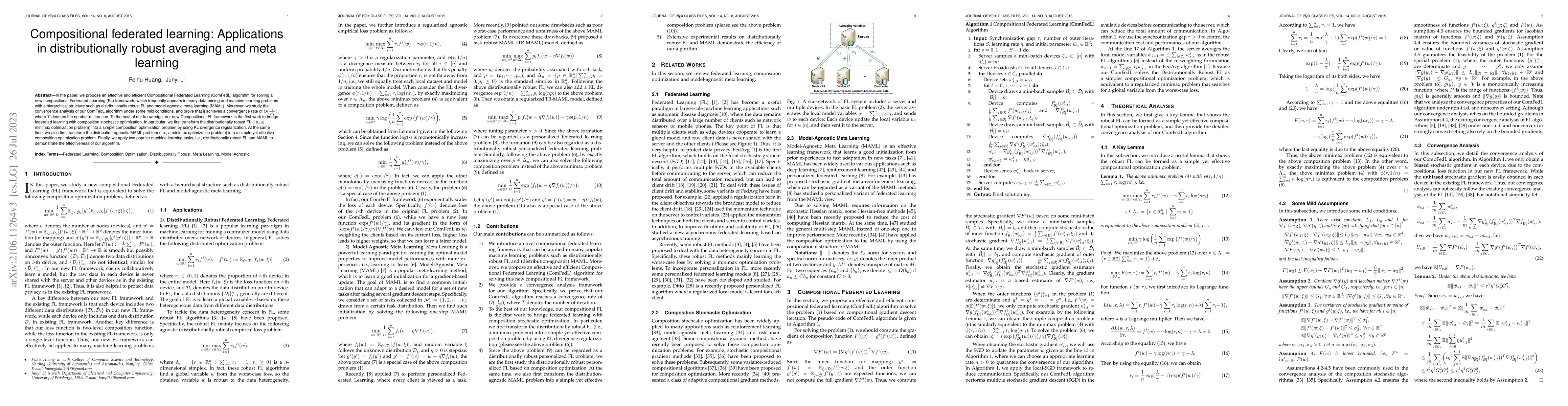 Thumbnail for Compositional federated learning: Applications in distributionally
  robust averaging and meta learning
