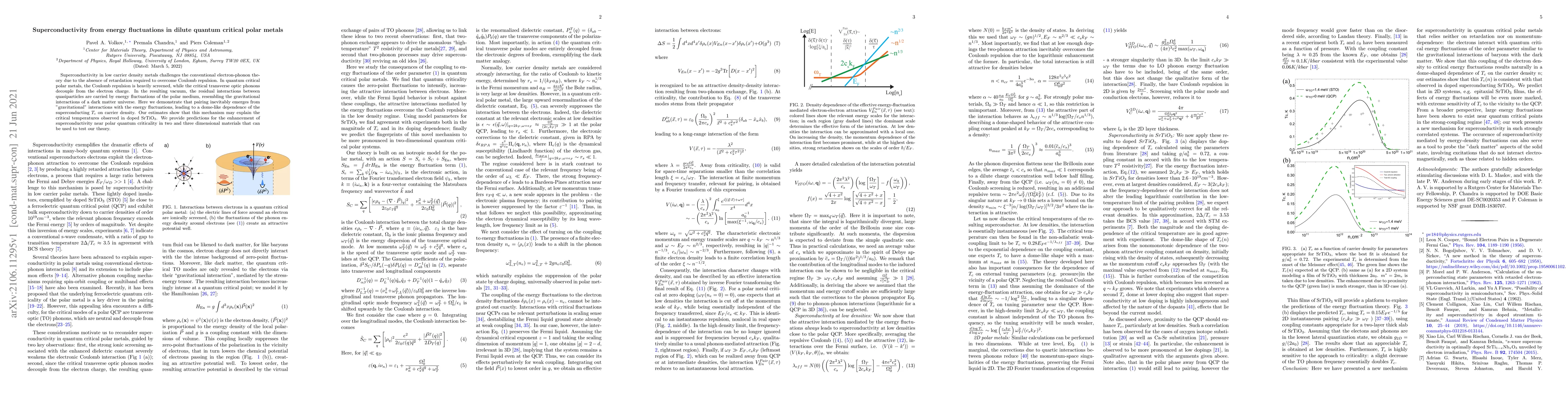 Thumbnail for Superconductivity from energy fluctuations in dilute quantum critical
  polar metals