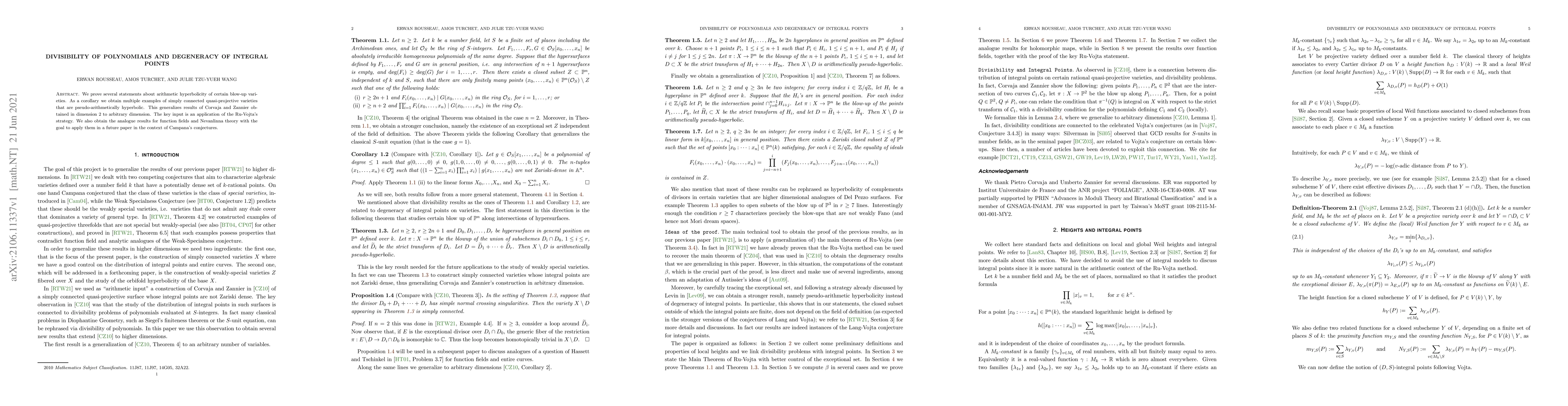 Thumbnail for Divisibility of polynomials and degeneracy of integral points