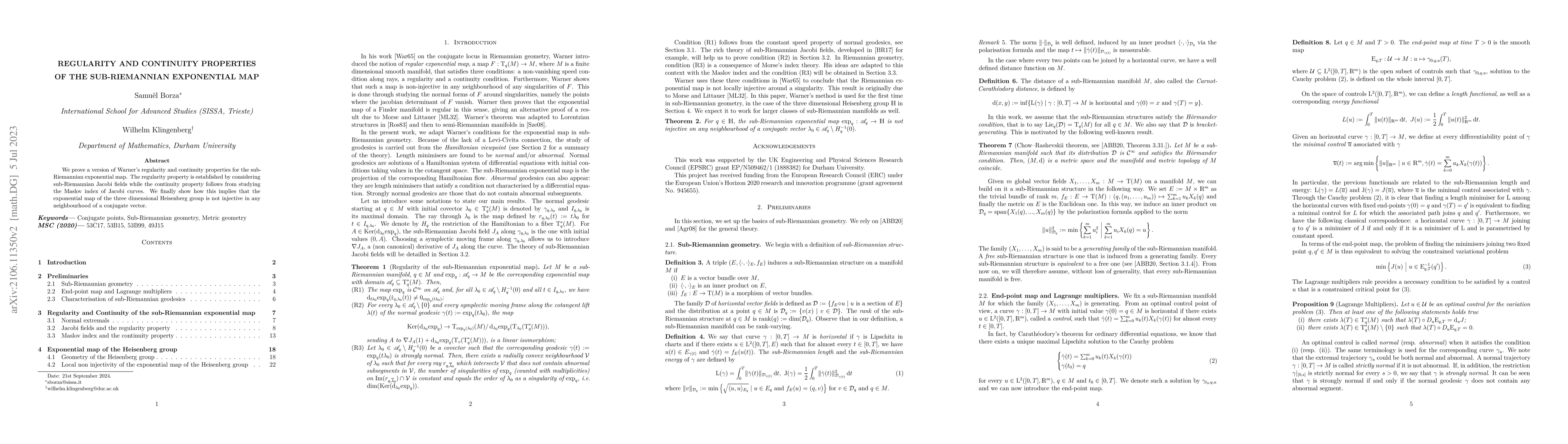 Thumbnail for Regularity and Continuity properties of the sub-Riemannian exponential
  map