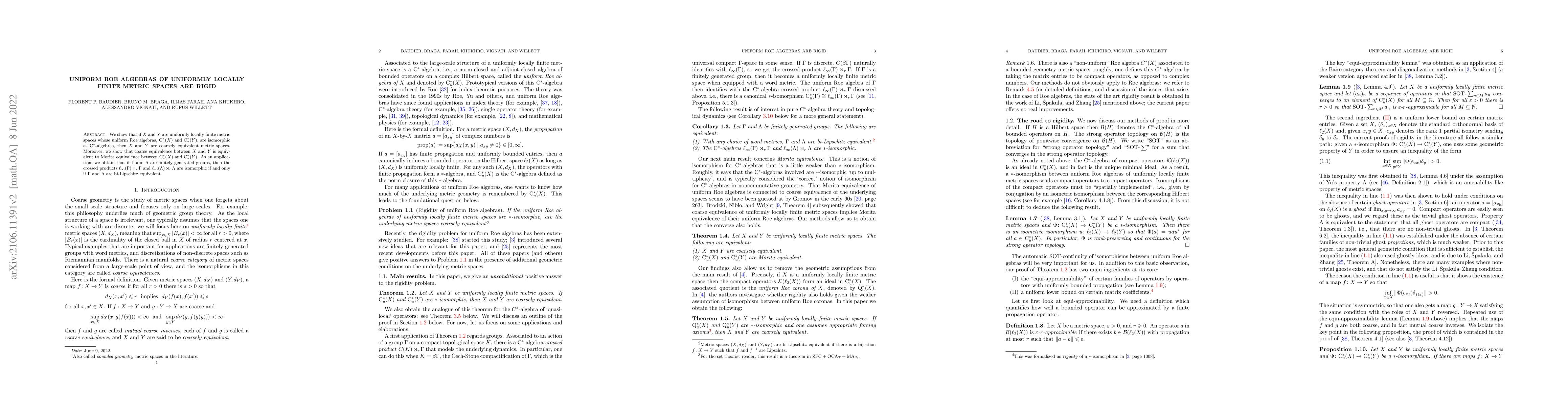 Thumbnail for Uniform Roe algebras of uniformly locally finite metric spaces are rigid