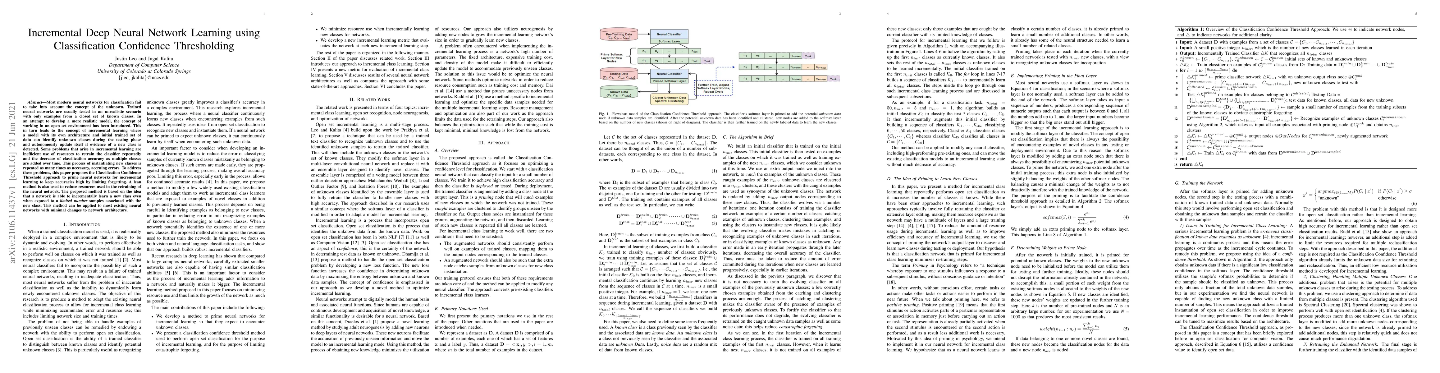 Thumbnail for Incremental Deep Neural Network Learning using Classification Confidence
  Thresholding