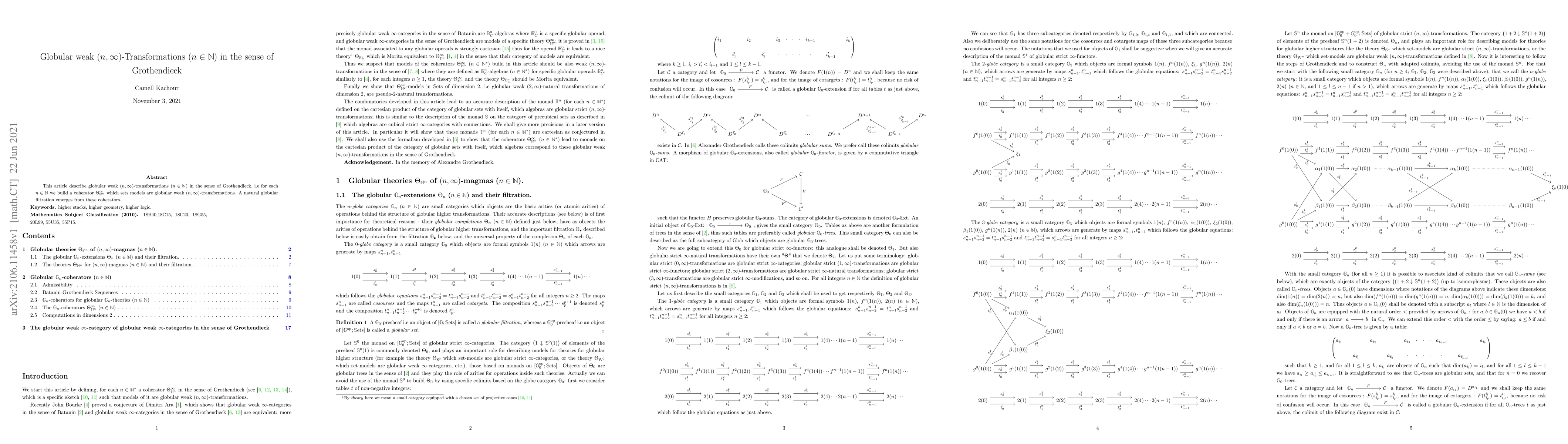 Thumbnail for Globular weak $(n,\infty)$-Transformations ($n\in\mathbb{N}$) in the
  sense of Grothendieck