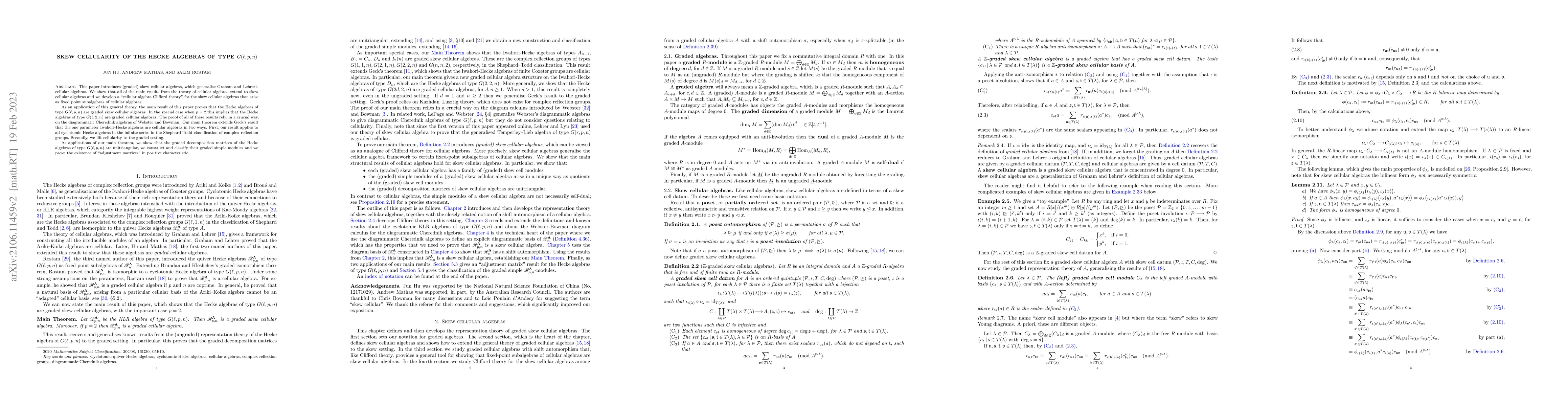 Thumbnail for Skew cellularity of the Hecke algebras of type $G(\ell,p,n)$
