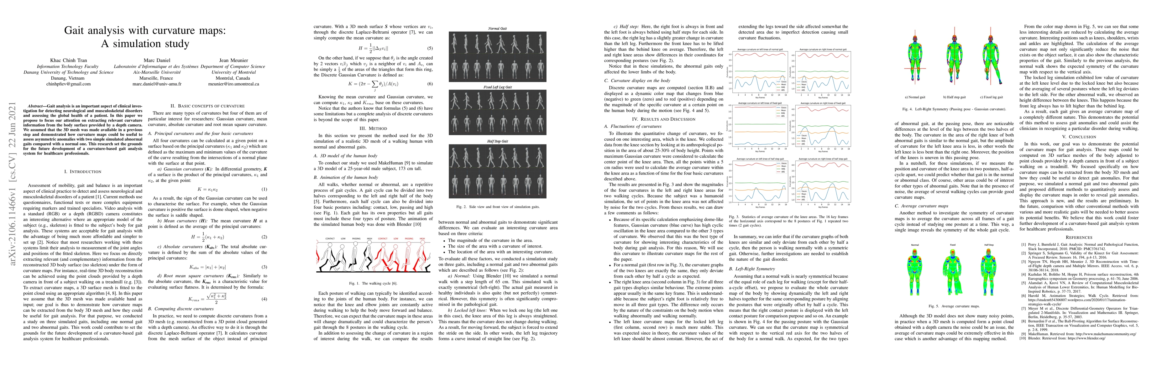 Thumbnail for Gait analysis with curvature maps: A simulation study