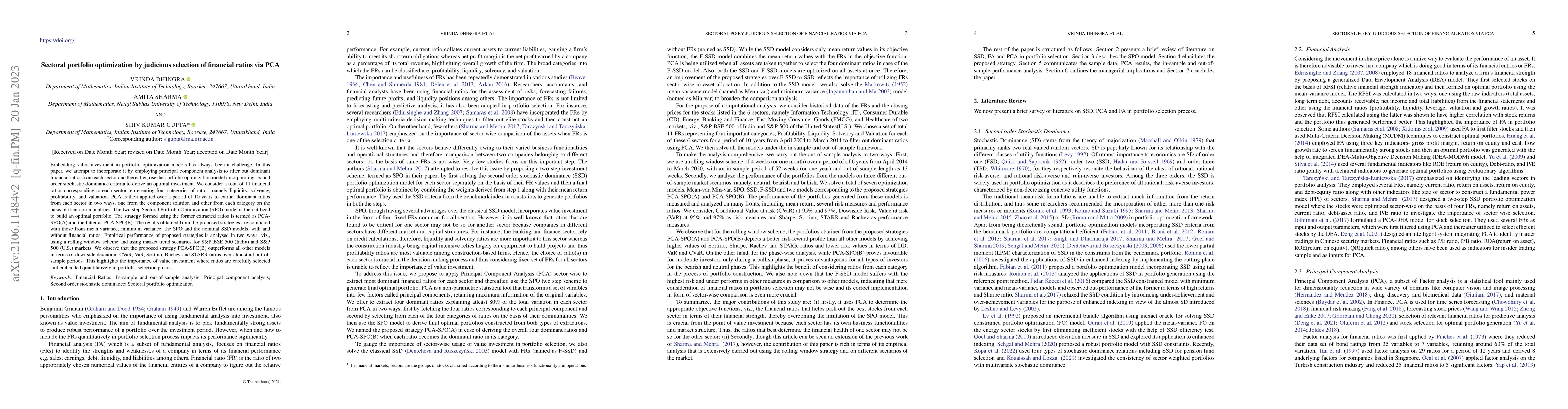 Thumbnail for Sectoral portfolio optimization by judicious selection of financial
  ratios via PCA