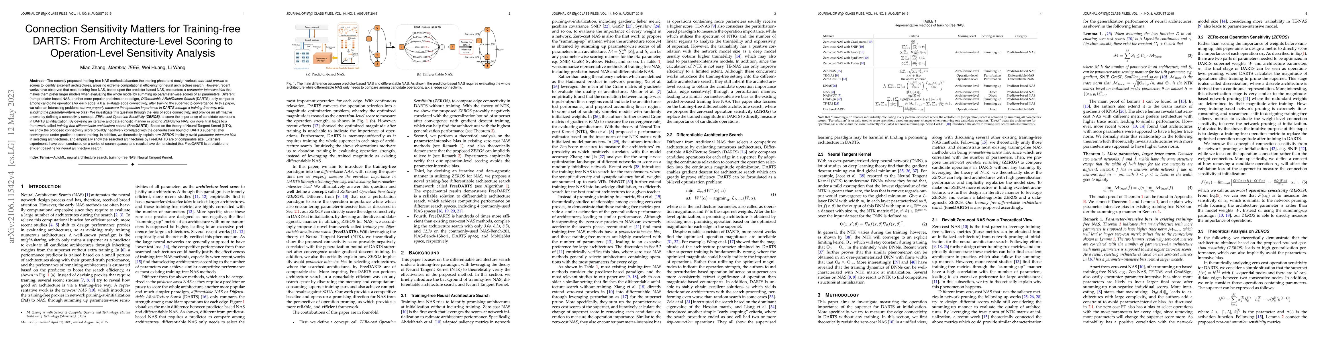 Thumbnail for Connection Sensitivity Matters for Training-free DARTS: From
  Architecture-Level Scoring to Operation-Level Sensitivity Analysis
