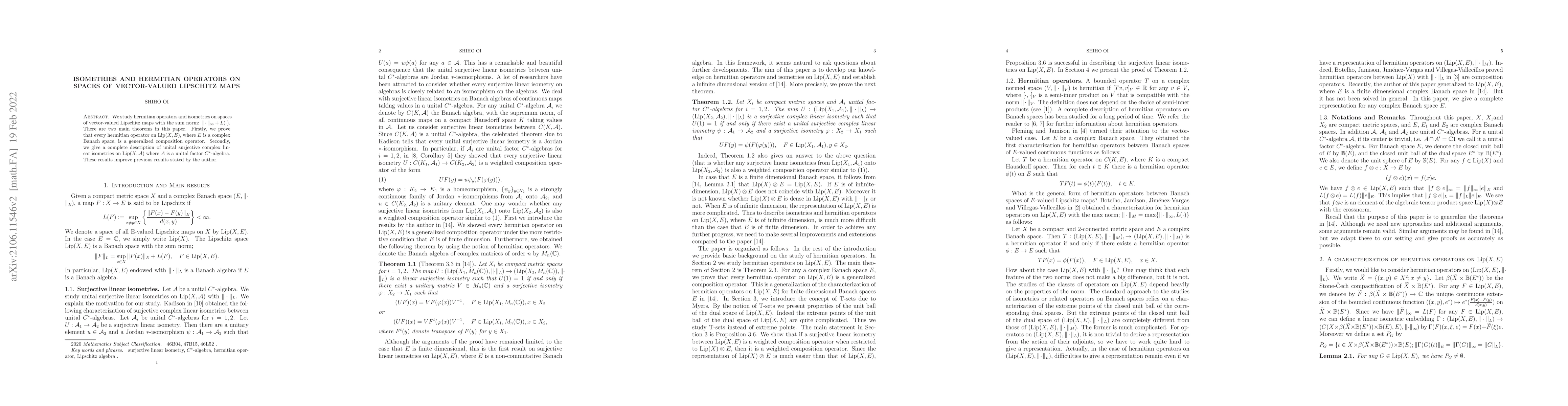 Thumbnail for Isometries and hermitian operators on spaces of vector-valued Lipschitz
  maps