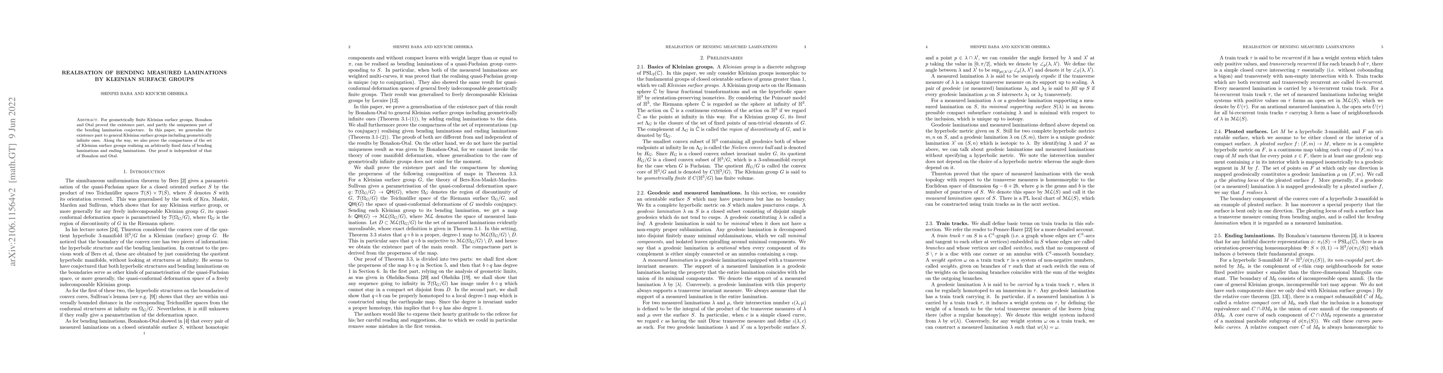 Thumbnail for Realisation of bending measured laminations by Kleinian surface groups