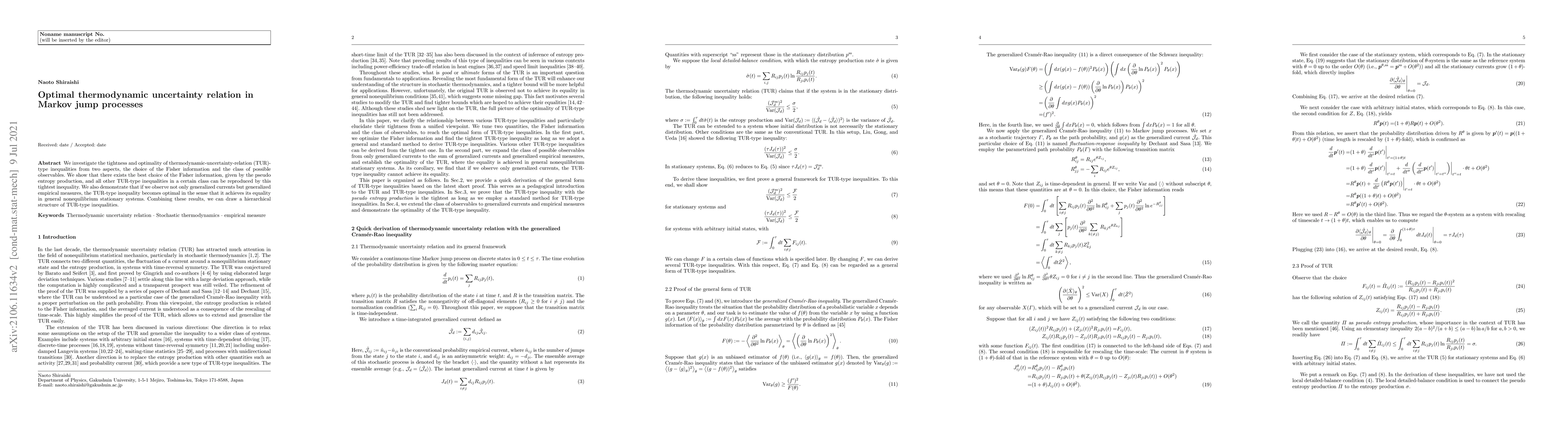 Thumbnail for Optimal thermodynamic uncertainty relation in Markov jump processes