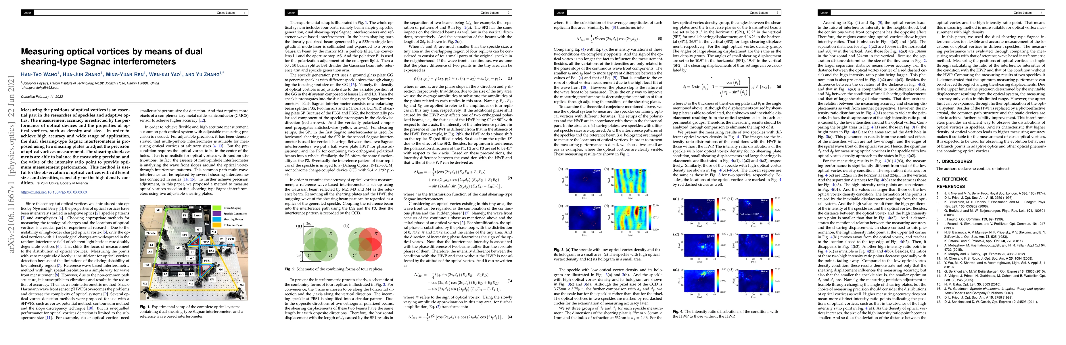 Thumbnail for Measuring optical vortices by means of dual shearing-type Sagnac
  interferometers