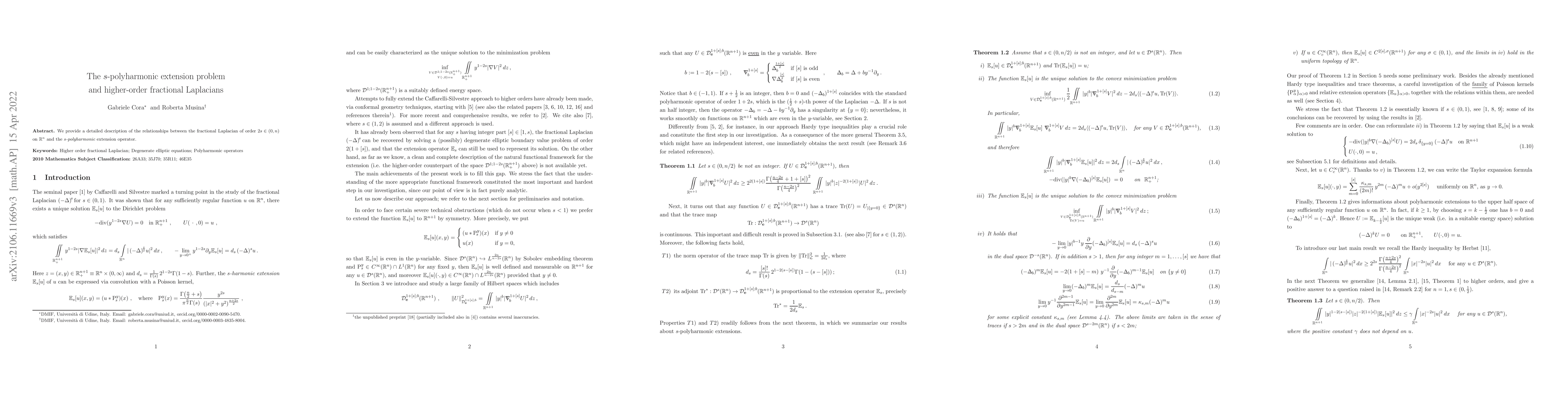 Thumbnail for The $s$-polyharmonic extension problem and higher-order fractional
  Laplacians
