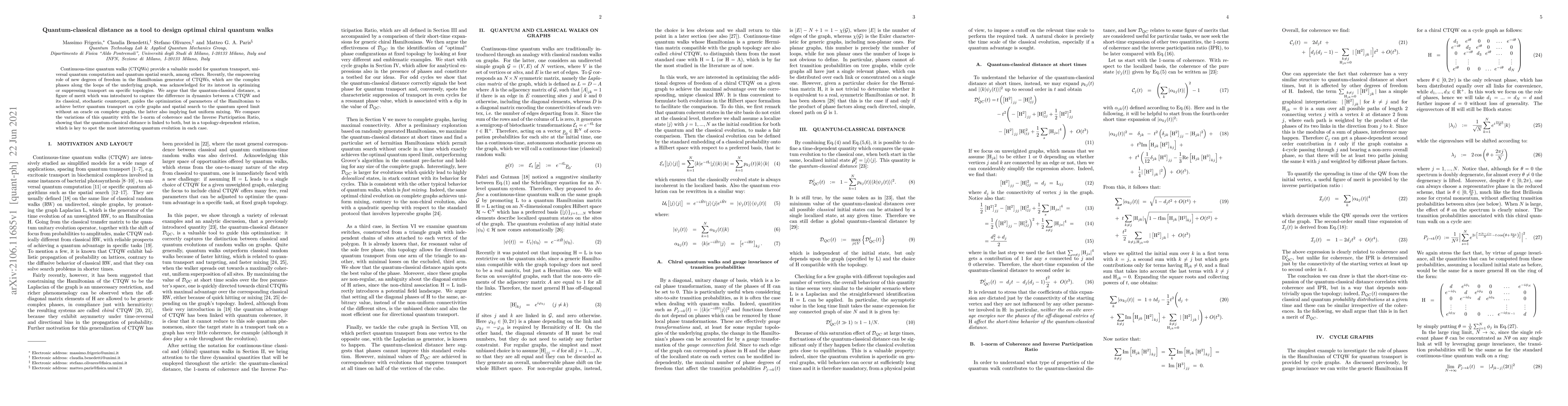 Thumbnail for Quantum-classical distance as a tool to design optimal chiral quantum
  walk