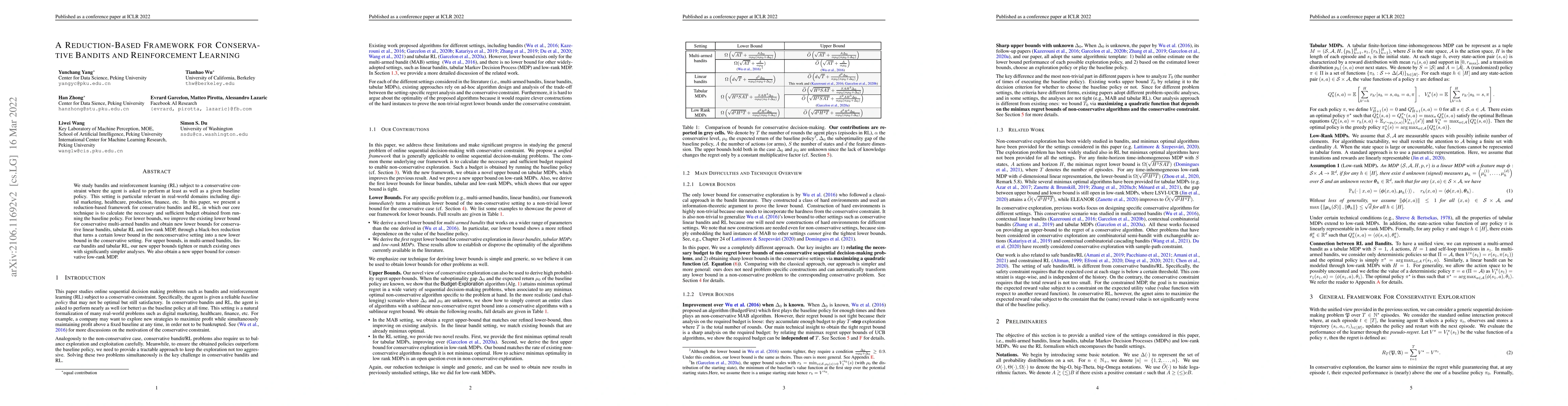 Thumbnail for A Reduction-Based Framework for Conservative Bandits and Reinforcement
  Learning