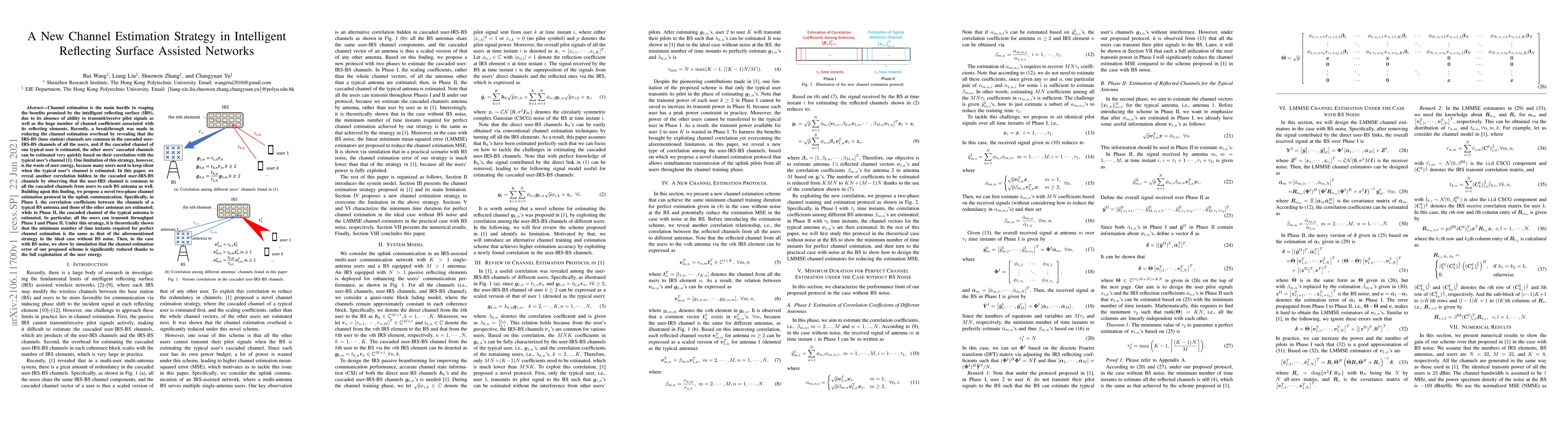 Thumbnail for A New Channel Estimation Strategy in Intelligent Reflecting Surface
  Assisted Networks