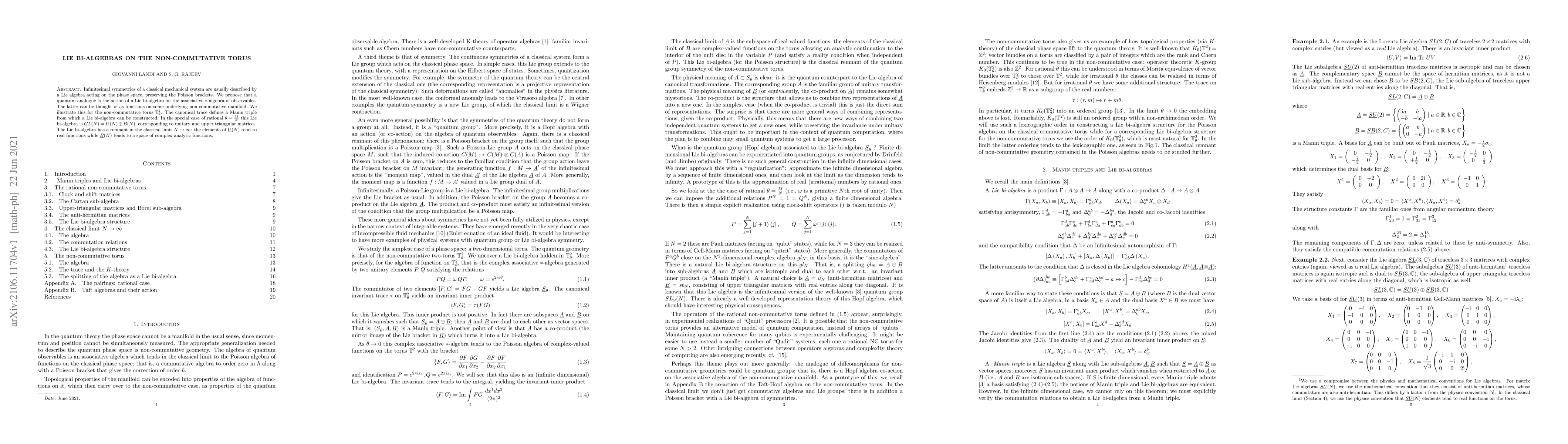 Thumbnail for Lie Bi-Algebras on the Non-Commutative Torus
