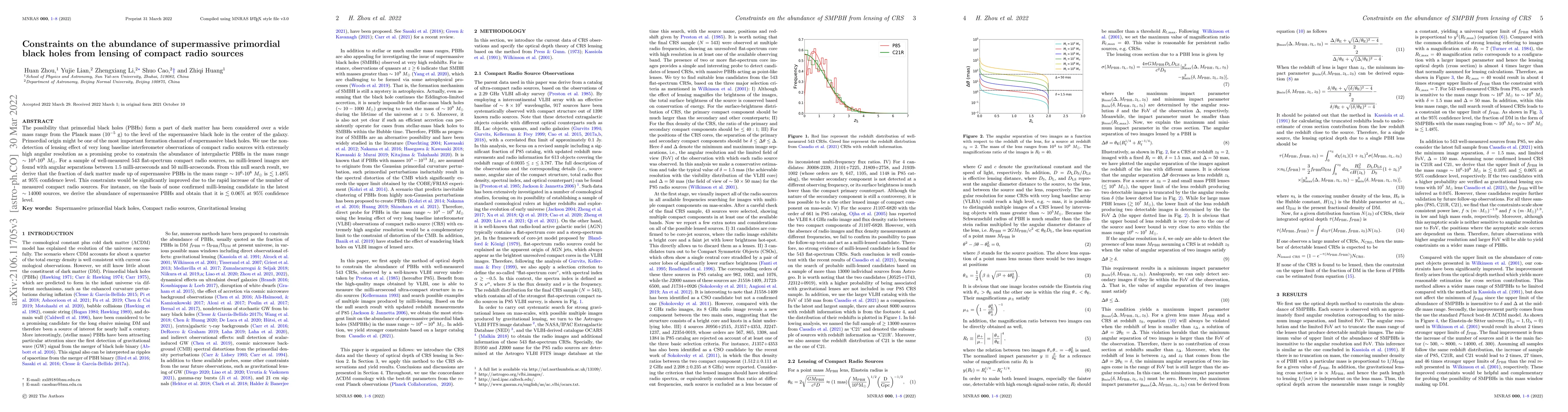 Thumbnail for Constraints on the abundance of supermassive primordial black holes from
  lensing of compact radio sources