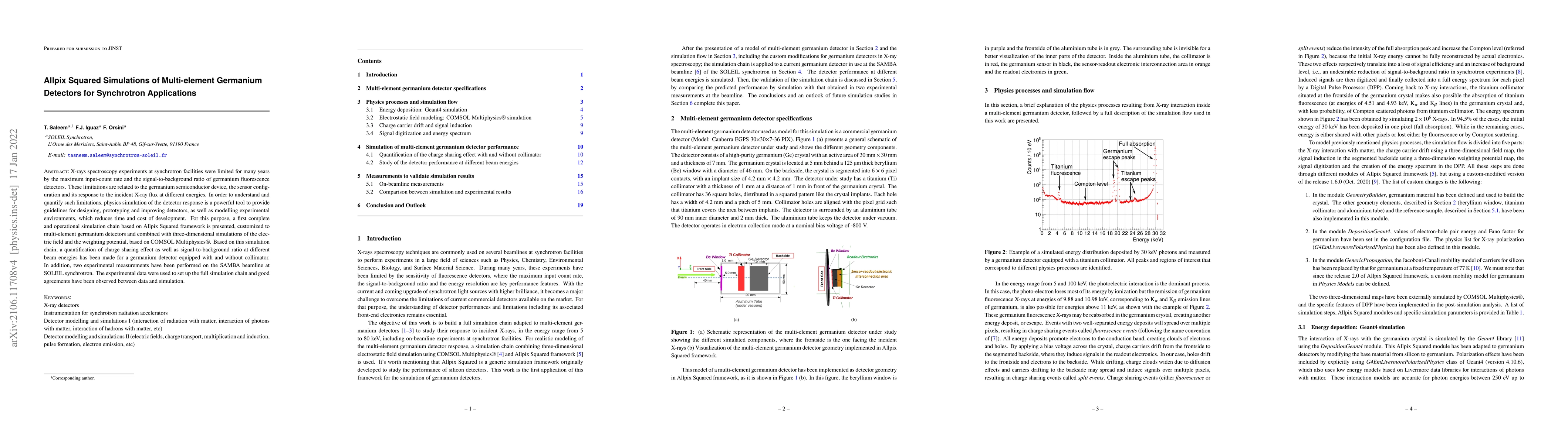 Thumbnail for Allpix-Squared Simulations of Multi-element Germanium Detectors for
  Synchrotron Applications