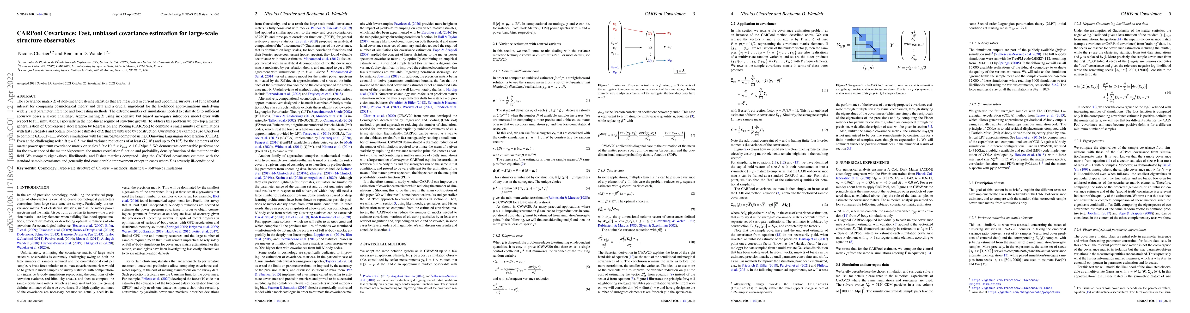 Thumbnail for CARPool Covariance: Fast, unbiased covariance estimation for large-scale
  structure observables